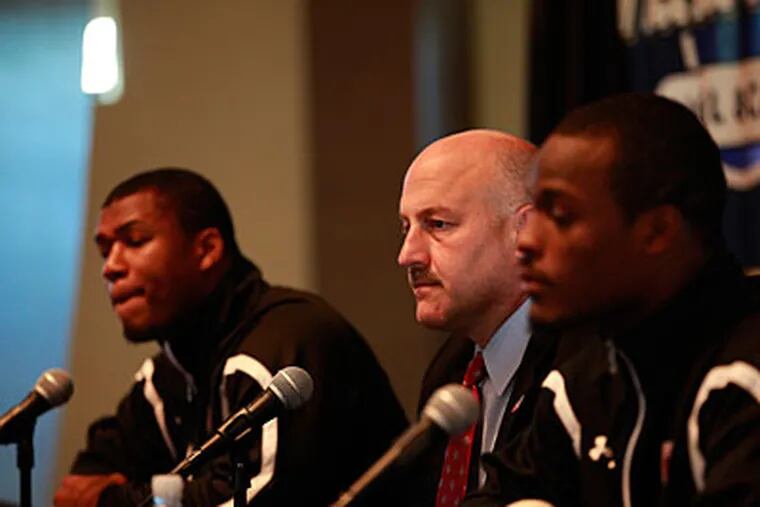 Temple coach Steve Addazio speaks during Friday's press conference. (David Swanson / Staff
Photographer)