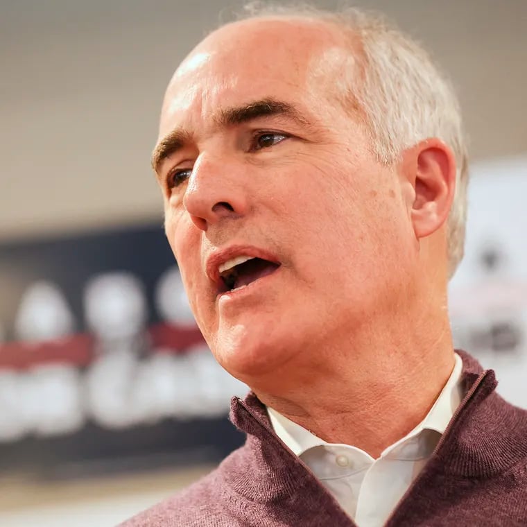 Sen. Bob Casey (D., Pa.) speaks at his campaign rally at the Laborers Training Center in Philadelphia in January. Casey, the Democrat who has represented Pennsylvania in the U.S. Senate since 2007, will face Republican Dave McCormick in November as he seeks reelection.
