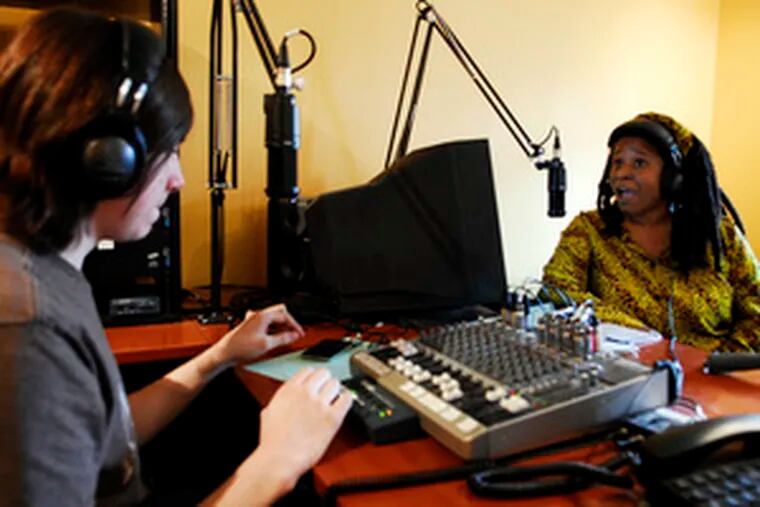 During the first day&#0039;s broadcast, start-up coordinator Mbali Umoja (right) was an on-air guest for Lucas Duffy-Tumasz. Listeners can help to plan the programming.