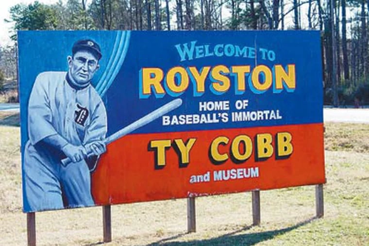 A sign greets visitors to the Royston, Ga., home of the Ty Cobb Museum. (Credit: Ty Cobb Museum)