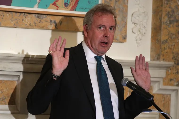 British Ambassador to the U.S. Kim Darroch speaks during an annual dinner of the National Economists Club at the British Embassy October 20, 2017 in Washington, DC.
