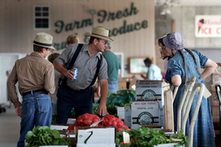 Mennonite family peruses produce. When a large buyer recently demanded tainted-food insurance, Dayton farmers balked.