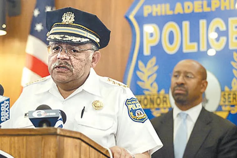 Philadelphia Police Department Commissioner Charles Ramsey addresses reporters about an indictment against three officers for plotting to steal heroin earlier this month. Another officer has since been charged with stealing money from a bar. (Jonathan Yu / Staff Photographer)