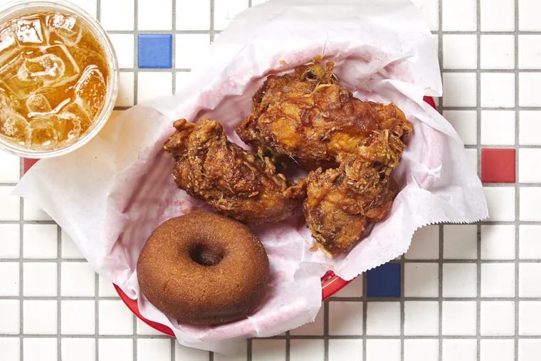 Federal Donuts' honey-ginger glazed chicken comes in 3 or 5 pieces, with a a honey-dipped donut on the side. Those in-the-know can order the honey donut at any store after 10 a.m.