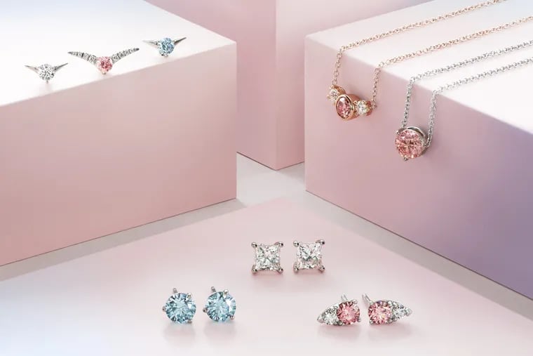A selection of De Beers' Lightbox jewelry.