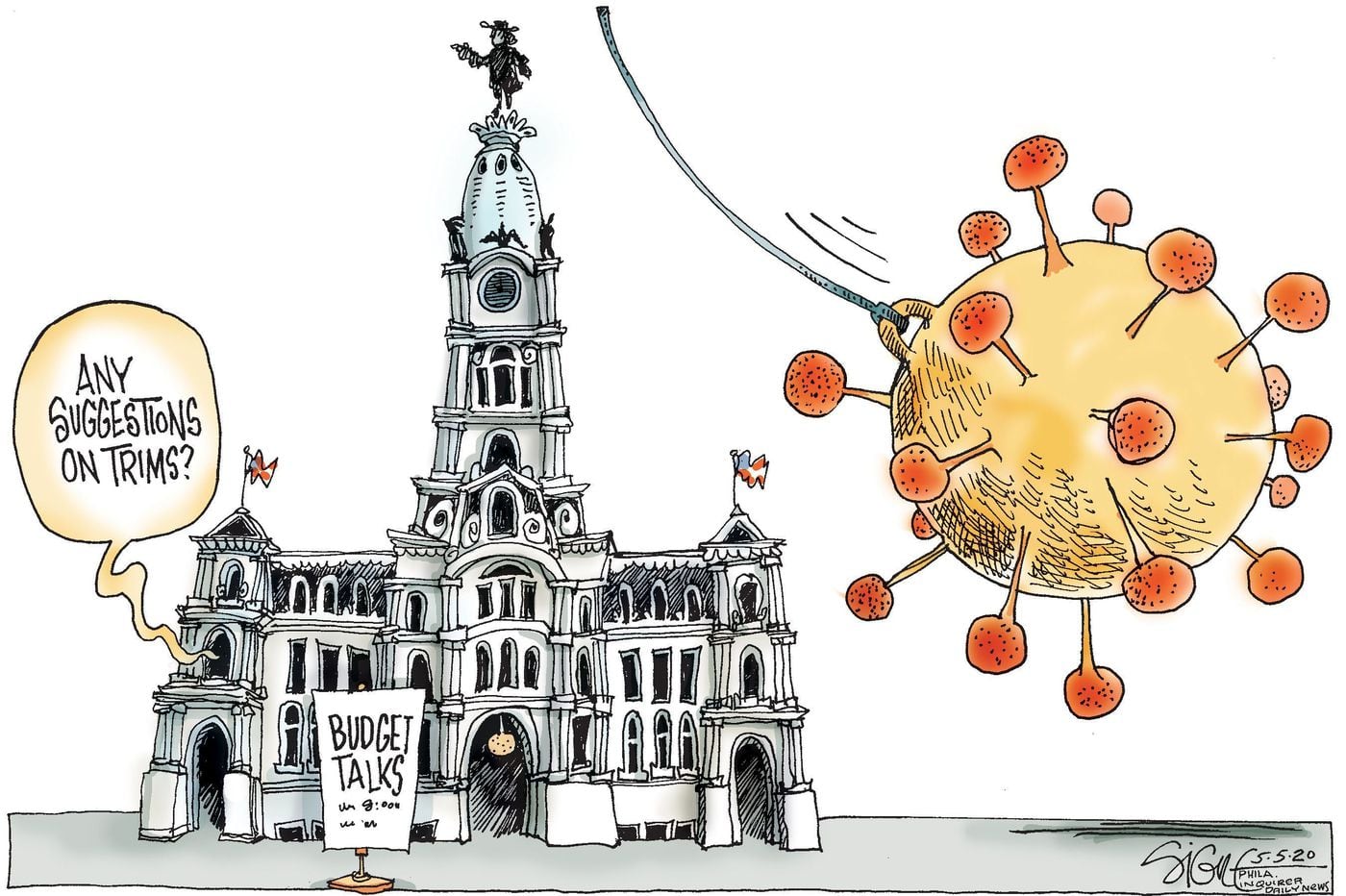 Political Cartoon Philadelphia S Coronavirus Budget Trimmer