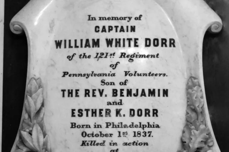 The memorial to Capt. William White Dorr in Philadelphia’s historic Christ Church,