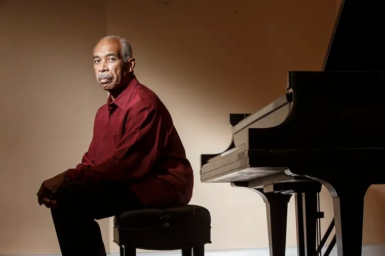 Pianist Leon Bates at the Settlement Music School Germantown branch, where he once studied.