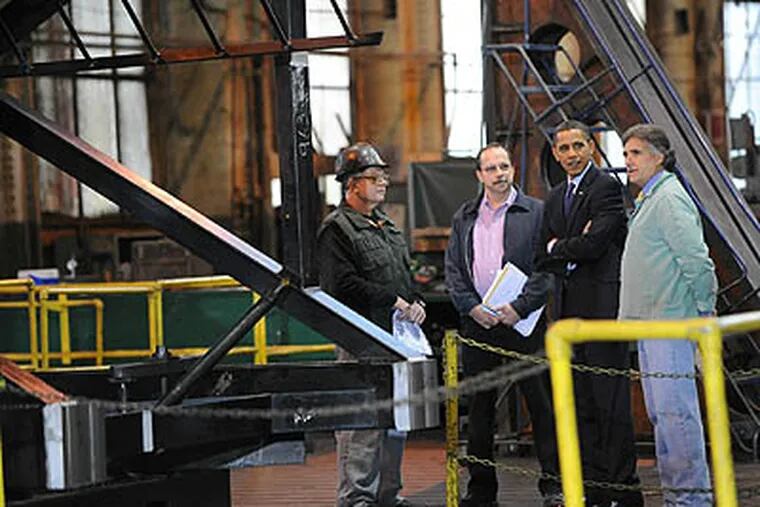 President Barack Obama visits the Allentown Metal Works on Friday, Dec. 4, 2009 in Allentown, Pa. (AP Photo / The Morning Call, Monica Cabrera)