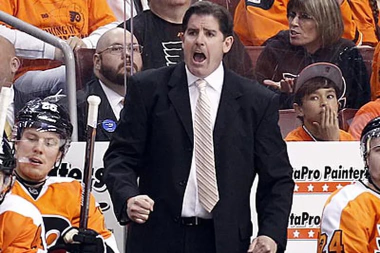 Peter Laviolette and the Flyers square off against the Devils in Game 3 tonight in New Jersey. (Yong Kim/Staff Photographer)