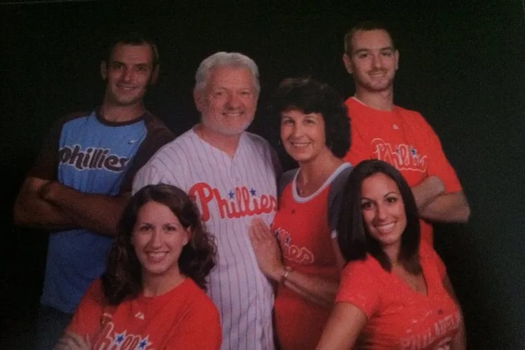 Phillies family in 2012: Back, left to right: Brian, Ted, Scotty, Quinton Front, left to right: Johanna, Caitlin