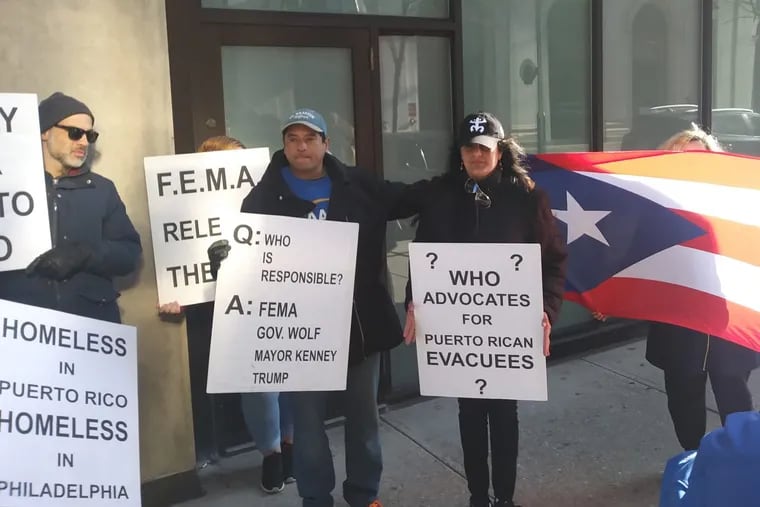 An anti-eviction demonstration was held to support the Puerto Rican evacuees.