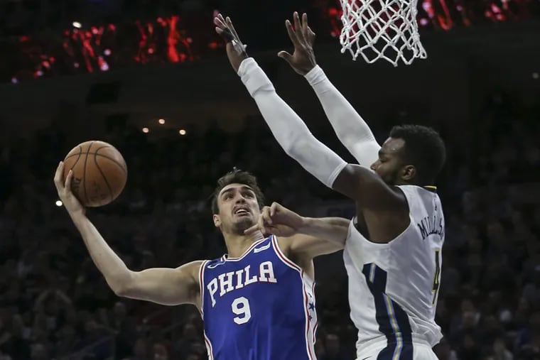 Dario Saric finished with 20 points on 7 for 14 shooting  in the Sixers’ 123-104 win over Denver on Monday night. He also had six rebounds and three assists.