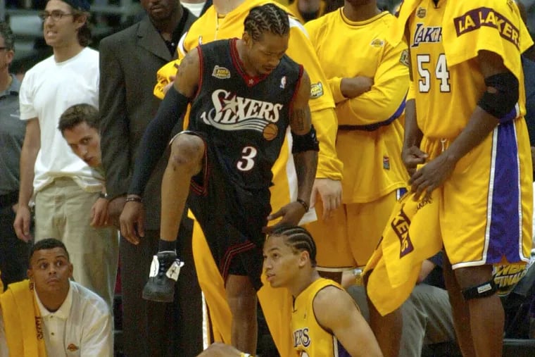In Game 1 of the 2001 NBA Finals at the Staples Center, the Philadelphia 76ers’ Allen Iverson dramatically stepped over Tyronn Lue after hitting a big three-pointer late in the Sixers’ upset win.