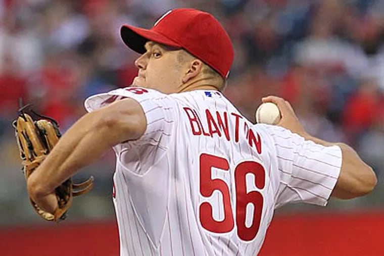 Joe Blanton will be placed on the disabled list with a right elbow injury. (Michael Bryant/Staff Photographer)