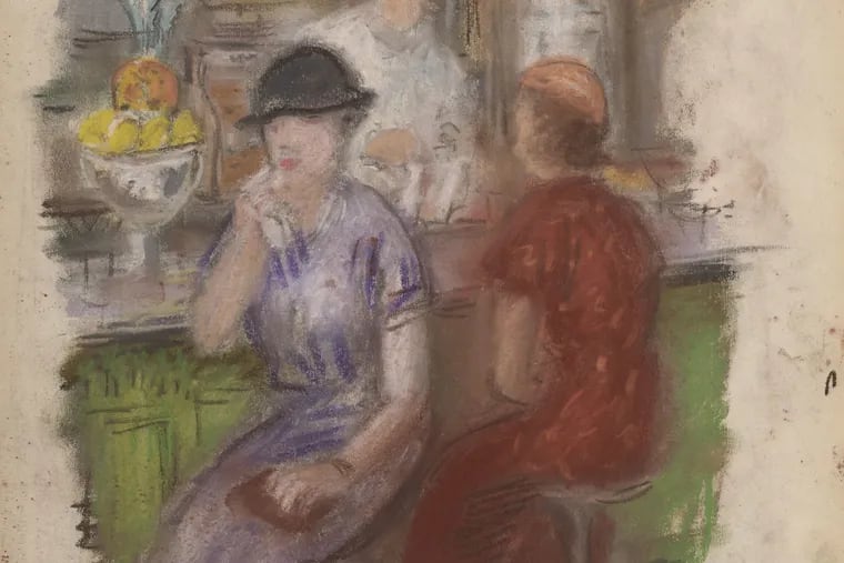 Detail from a William J. Glackens study for The Soda Fountain, no date, courtesy of PAFA