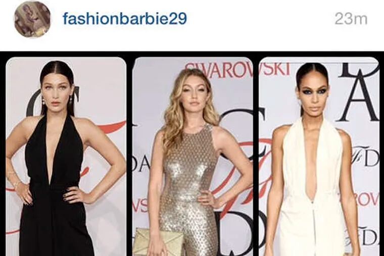Evidence of Instagram's huge effect on the fashion industry came in more than 100,000 posts from Monday night's CFDA Awards, including one of models (from left) Bella Hadid, Gigi Hadid, and Joan Smalls.