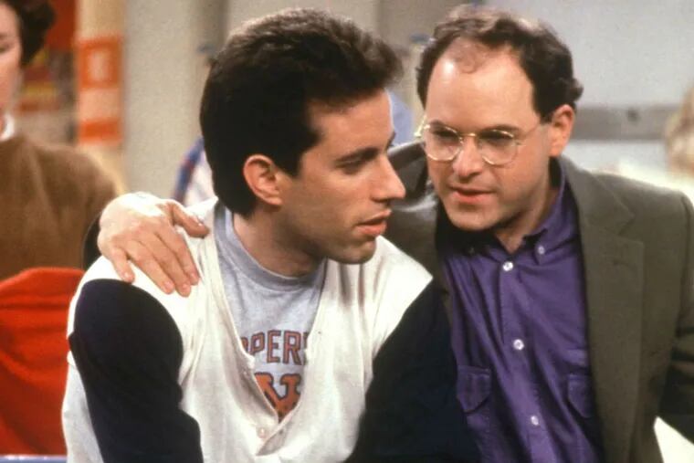 Jerry Seinfeld (left) and Jason Alexander, who, as George, turned a &quot;sure loser&quot; approach into a winner. Sound politically familiar?