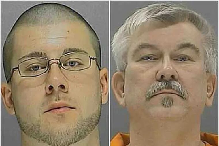 Brandon Strater, 24, left, was arrested in Florida.   Lee Strater, 55, his father, of Sewell, faces a charge of desecration in connection in the burial of the remains of Joseph Butterworth, whose death was ruled a homicide.