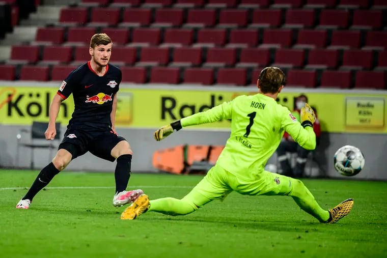 RB Leipzig's German forward Timo Werner (left) is reportedly heading to England's Chelsea after this season.