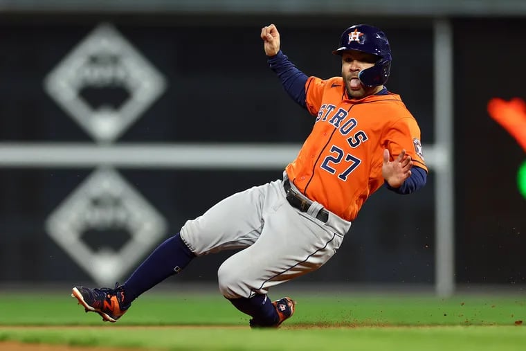 The Houston Astros, who won 106 games a year ago, are projected for 95.5 wins this season. However, the defending World Series champs will have to survive the first two months without second baseman Jose Altuve, who broke his thumb during the World Baseball Classic. (Photo by Elsa/Getty Images)