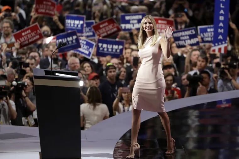 Ivanka Trump, daughter of Republican Presidential Nominee Donald J. Trump, takes the stage during the final day of the Republican National Convention in Cleveland last July. Comcast Corp. and other companies secretly financed a “cloakroom” for lawmakers to network as part of the convention, published reports say.