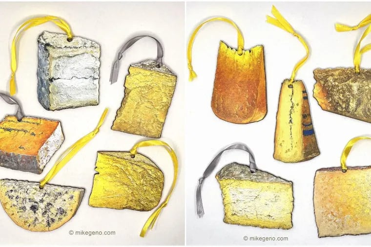 Philadelphia artist Mike Geno has transformed his world-renowned cheese paintings into Christmas ornaments.