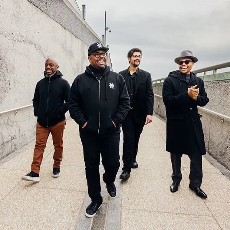 Christian McBride (in ball cap) and his band New Jawn. The group's new album is 'Prime.' They play Arden Gild Hall in Delaware on March 30.