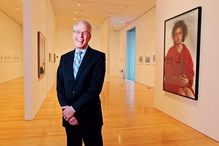 Larry Berger, general counsel for the Philadelphia Museum of Art, in the Perelman Building, with “Untitled #137” a chromogenic print by Cindy Sherman. Berger, who plans to retire by the end of the year, has worked on issues for the museum including joint acquisition of a Thomas Eakins painting.
