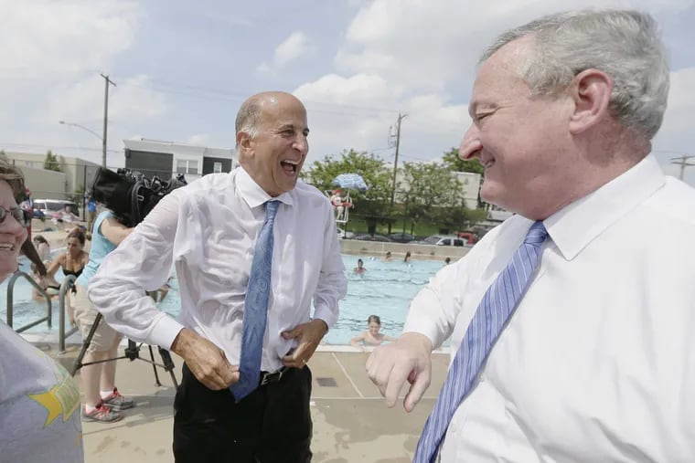 Philly City Councilman Mark Squilla surprised everyone, including Mayor Kenney, when he jumped into the pool at the Murphy Recreation Center in South Philly. &#039;My wife wanted to kill me,&#039; Squilla said.