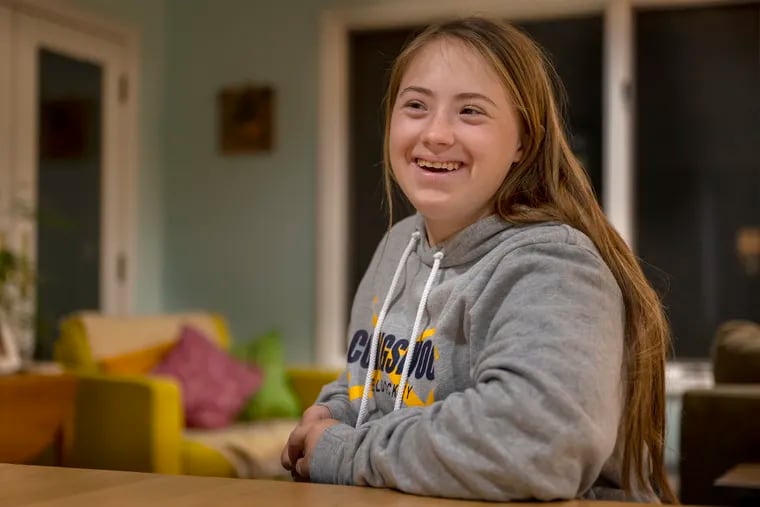 Zoe Sullivan, 15, at her Collingswood home. Her parents and brother were a bit apprehensive when Zoe decided she wanted to play for the Collingswood High field hockey program.