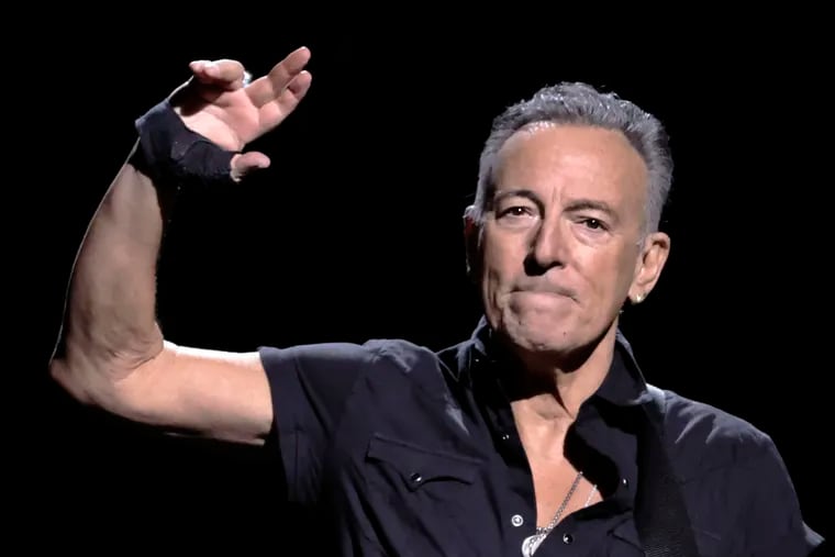 Bruce Springsteen appears on stage with the E Street Band during their 2023 tour stop at the Wells Fargo Center in Phila., Pa. on Thurs., March 16, 2023.
