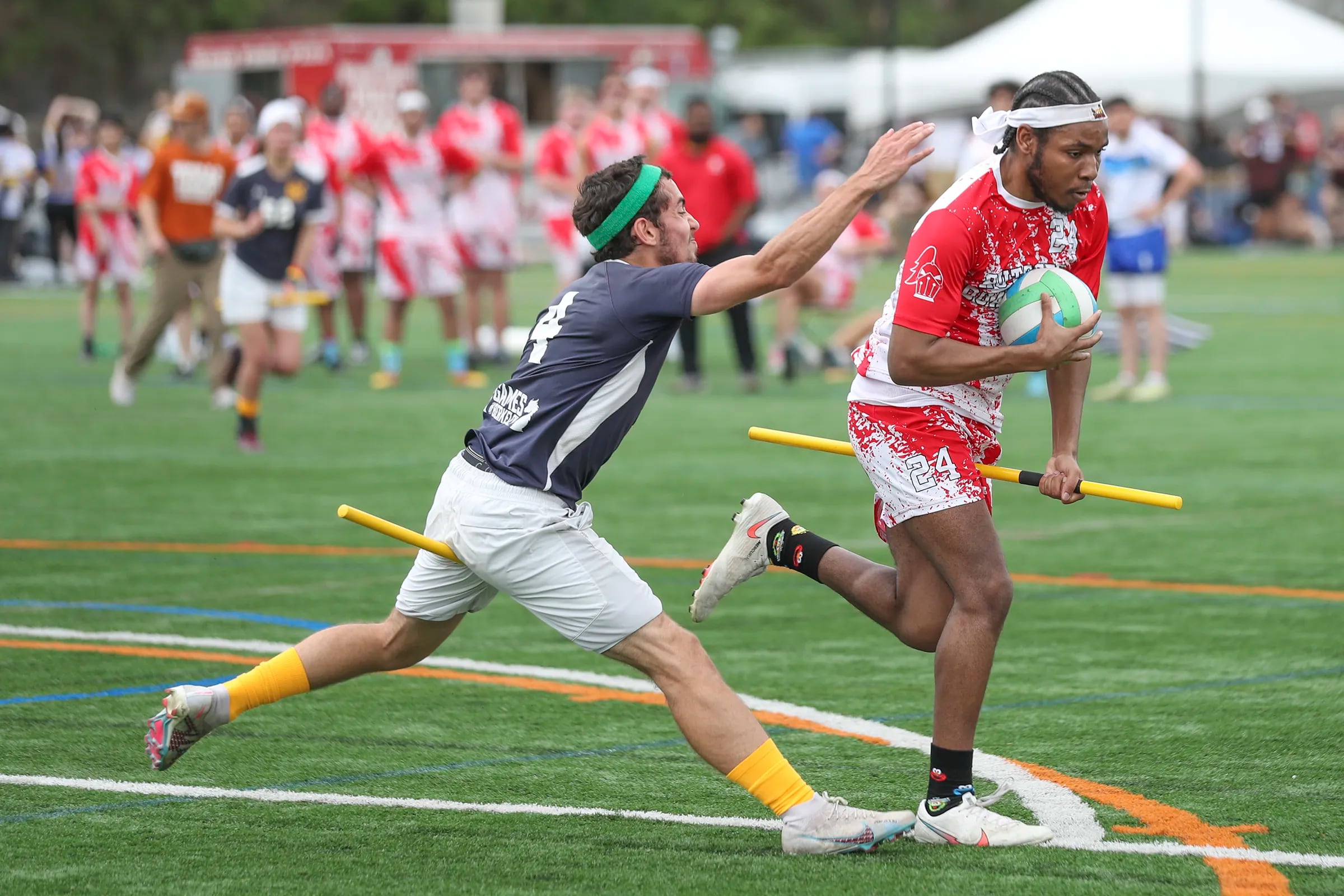Jahved Cole of Rutgers scores during a quadball game against Cal at the Proving Grounds in Conshohocken. 