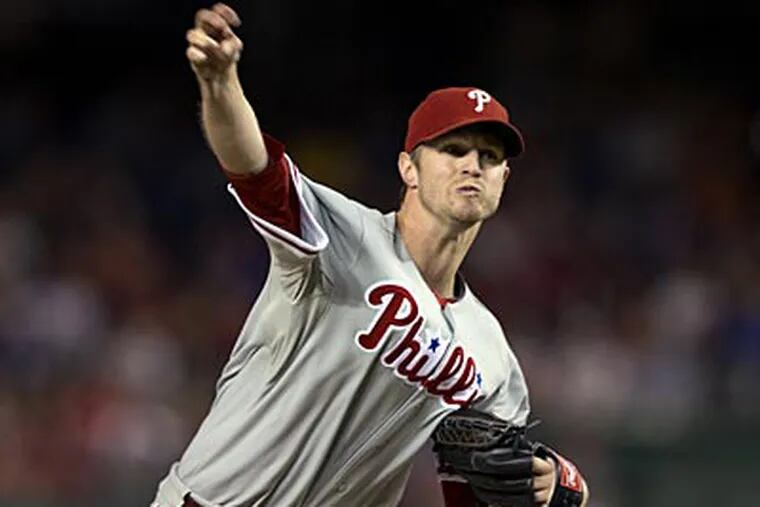 Kyle Kendrick pitched seven scoreless innings and allowed four hits against the Nationals on Monday. (Manuel Balce Ceneta/AP)