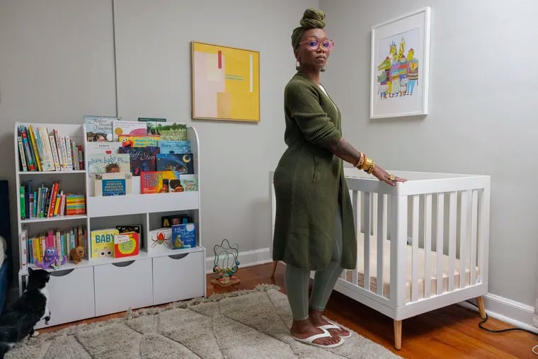 Nicole Junior in the nursery inside her home in Philadelphia. Junior has not met her son.