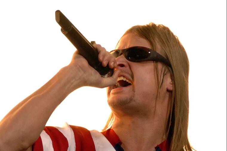 Kid Rock performs during the AOL halftime show of Super Bowl XXXVIII at Reliant Stadium, Sunday, February 1, 2004 in Houston, Texas.