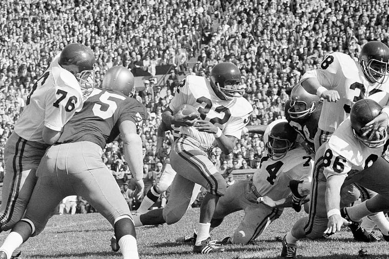 Southern California's O.J. Simpson playing against Notre Dame on Oct. 14, 1967. He won the Heisman Trophy in 1968 and was the No. 1 pick in the 1969 draft.