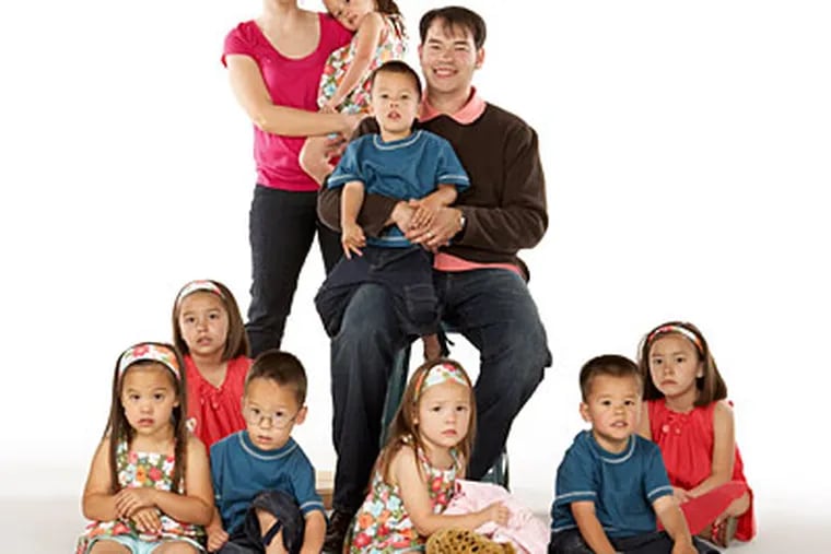Jon and Kate Gosselin and their eight children in happier times.