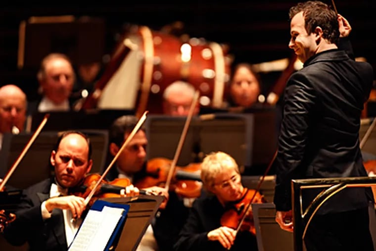 Yannick Nezet-Seguin, music director designate, conducts the Philadelphia Orchestra last month. The orchestra was among groups this year to get DRPA funding for 'small, emerging and new businesses,' the Inquirer reports. (Michael S. Wirtz / File)