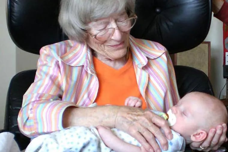 Marga Forester with her great-grandson, Tapan Parker Wearn, in 2010.