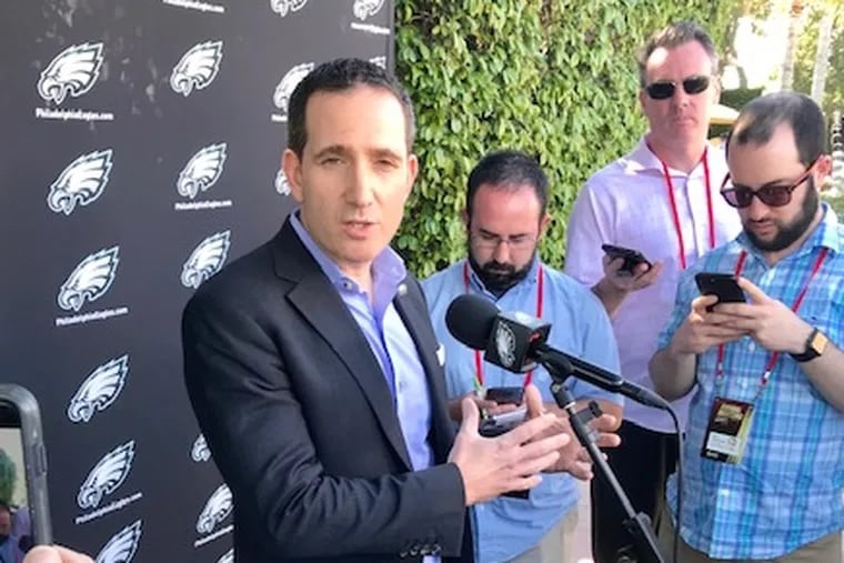 The Eagles didn't sign a running back once free agency opened, but Howie Roseman noted Monday at the NFL meetings in Phoenix that it doesn't mean it's too late for the team to still add one.