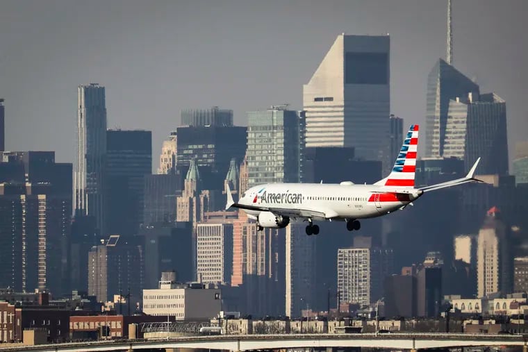 An American Airlines Boeing 737 Max 8 on a flight from Miami to New York City, lands at LaGuardia Airport March 11, 2019 in New York City. (Drew Angerer/Getty Images/TNS)