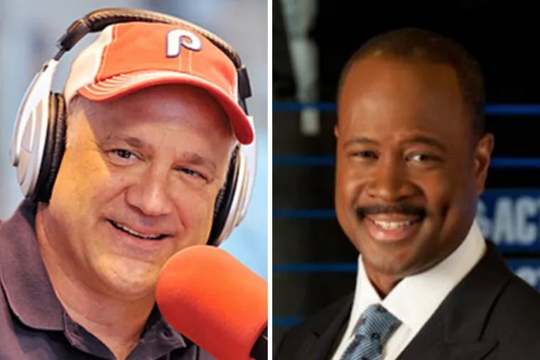 Broadcasters Glen Macnow (left) and Rick Williams both hear it from listeners and viewers when they make grammatical mistakes on-air.