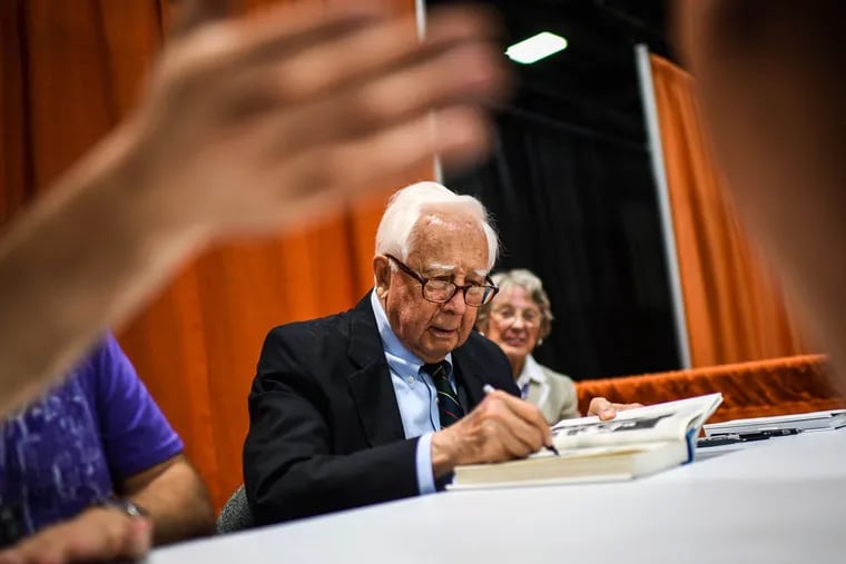 Author David McCullough takes part in a book signing session at the 2017 National Book Festival on Sept. 2 in Washington.