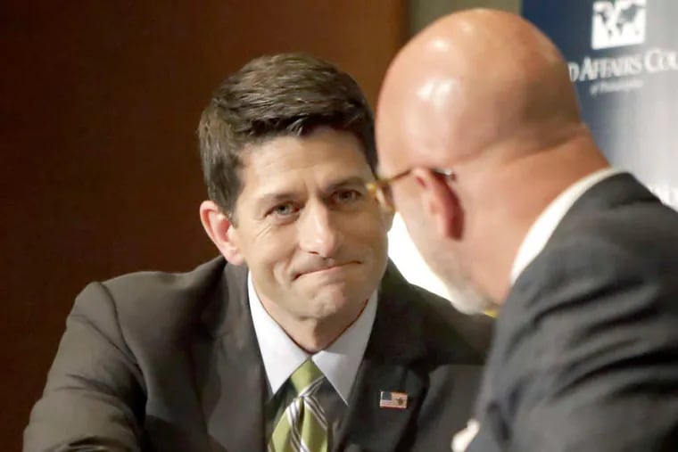 U.S. Rep. Paul Ryan (left) with Michael Smerconish at the Union League on Wednesday.