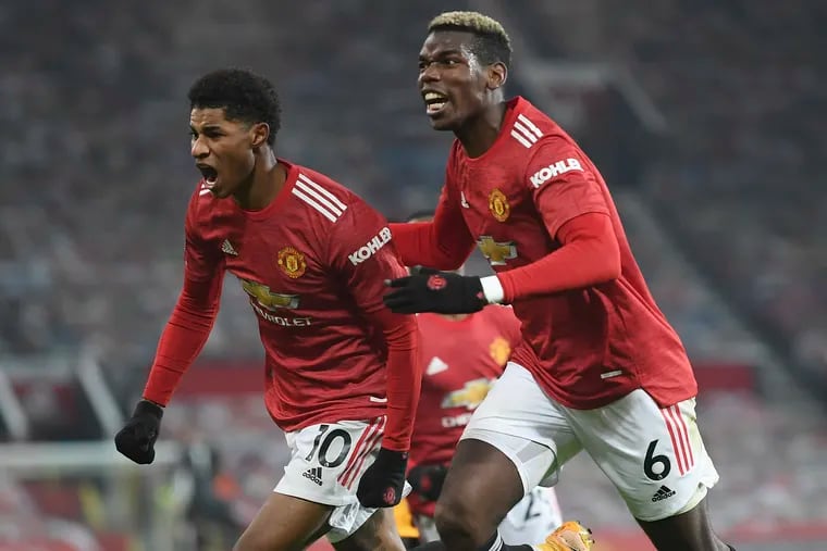 Featuring Marcus Rashford (left) and Paul Pogba (right), Manchester United can go to the top of the Premier League with a win Tuesday.