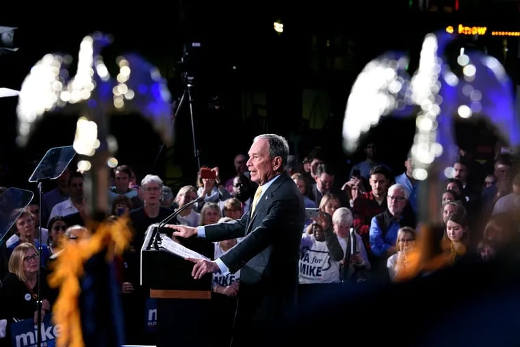 Democratic presidential candidate Mike Bloomberg at a campaign rally at the National Constitution Center earlier this month.