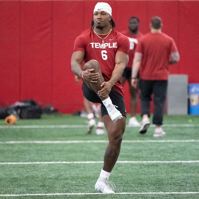 Jordan Magee participates during Temple's pro day on Monday.