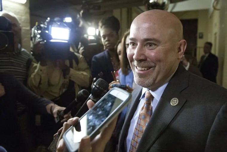 Rep. Tom MacArthur, R-N.J. speaks with reporters on Capitol Hill in Washington in May. (AP Photo/Cliff Owen, File)