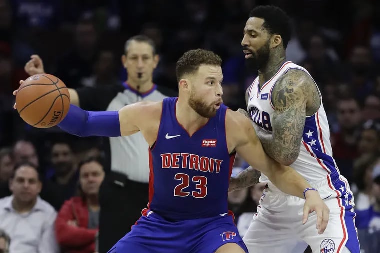 Sixers forward Wilson Chandler (right), who missed the start of the season due to a hamstring injury, made his debut Saturday against Detroit.